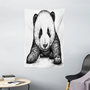 Animal Tapestry Baby Panda Bear Sketch Print Wall Hanging Decor - Picture 1 of 3