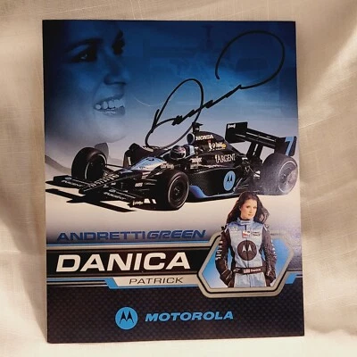 Tarjeta placa 8x10 firmada por Danica Patrick Indy Car Racing verde Andretti Motorola Foto 1 de 4