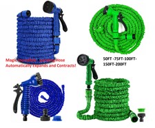 50F-200FT Expanding Garden Water Hose Pipe Spray Gun Flexible Grow Stretch Pipes