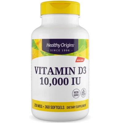 Healthy Origins, Vitamin D3 Depot, 10000IU, 360 capsule molli - spedizione lampo