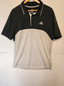 Adidad Golf Mens Black Gray Short Sleeve Golf Polo Shirt Large L MINT CONDITION  - Picture 1 of 7