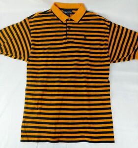 Nautica Gold & Blue Kid Size Extra Large polo shirt Mustard & Navy Short Sleeve