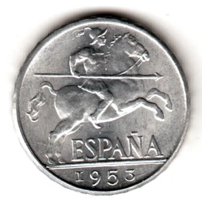 ESPAÑA: 10 Centimos alumnio 1953 S/C JINETE IBERICO - Imagen 1 de 3