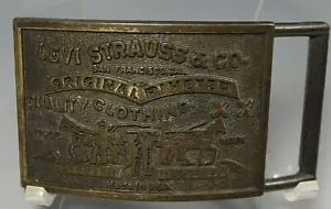 FIBBIA CINTURA LEVI STRAUSS & CO ORIGINALE ABBIGLIAMENTO RIVETTATO VINTAGE MOLTO PULITO GRANDE - Foto 1 di 2