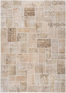 Patchwork Handgeknüpfter Perserteppich 251x178 cm-Orient,Carpet,Rug,Vintage,Beig - Picture 1 of 8