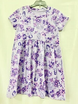 Disney Princess Floral Dress Girls Short Sleeve Play Purple S, L New Snow White - Image 1 of 3