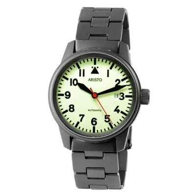 Relógio de pulso masculino Aristo Titan Luminor automático 5H70TiBi, mostrador luminoso - Imagem 1 de 4