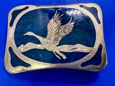 Пряжка для немецкого серебряного ремня Canada Goose in Flight синяя эмалированная инкрустация - Изображение 1 из 4