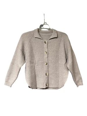 Girls Cardigan Grey Button Down Round Hem Cable Knit Collar NWOT - Image 1 of 4