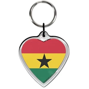 Ghana Flag I Love Heart Shaped Key Ring (52mm x 36mm) - Picture 1 of 2