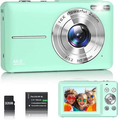Fotoapparat Fotografie Digital Kompakt 44MP 1080P Grün Zoom 16X Kinder - Bild 1 von 4