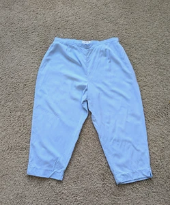Pantalones de seda Judith Hart para mujer 22 W azul tiro alto cintura elástica cremallera lateral cónica - Imagen 1 de 12