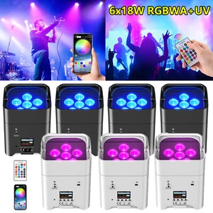 108W Rechargeable Wireless Battery Remote Control WiFi Par Light RGBWA+UV DMX - Picture 1 of 17