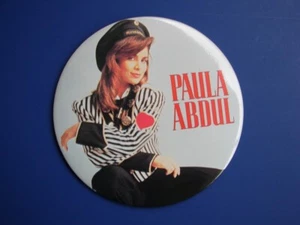RARE VINTAGE 1990 GIANT 6" Paula Abdul Metal Pinback Button up Pin - Picture 1 of 7