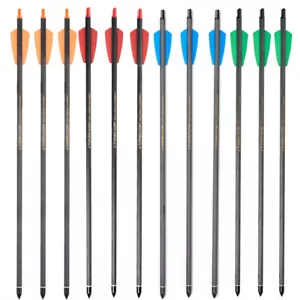 6/12X 15inch Bolts Arrows Carbon Arrows Archery 2" Vanes Hunting Bolts Target - Picture 1 of 43