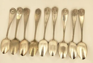 Antique 1898 Wm A Rogers 12 DWT Shell Sultana Set of 9 Teaspoons Flatware - Picture 1 of 10