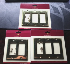 LOTE 3 NUEVOS Placas Interruptor Baldwin Solid Premium Latón 2 Triple + 1 Doble GFCI - Imagen 1 de 7