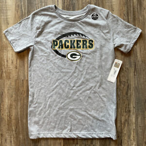 NEW NFL Green Bay Packers Gray Shirt Top Youth Boys Size XL T-Shirt Cotton -Dri