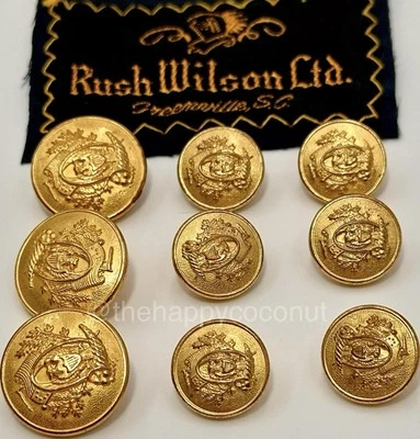 WATERBURY BLAZER BUTTONS GOLD VINTAGE EAGLE CORNUCOPIA OLIVE BRANCH FLAG FRUIT - Image 1 of 4