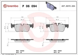 Brake Pad Set, disc brake BREMBO P 06 094 for BMW X1 (F48) 2 2015-2022 - Picture 1 of 6