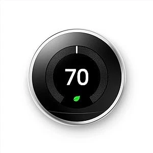 Google Nest Learning Thermostat Programmable Smart 3rd T3019US - Polished Steel - Image 1 of 4