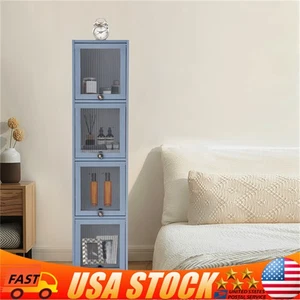 Gabinete de 4 niveles con puerta, pequeño gabinete organizador estrecho, gabinete de esquina de piso - Imagen 1 de 12