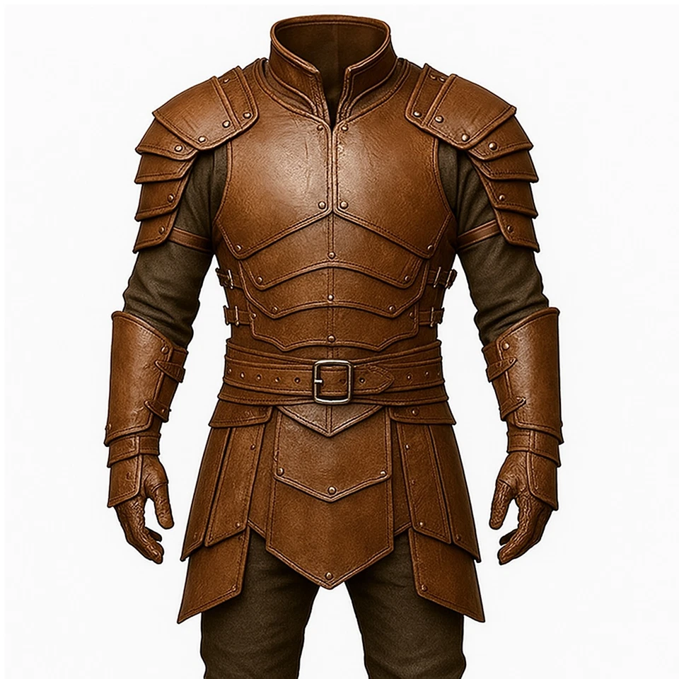 Traje de armadura de cuero medieval para hombre - Caballero de cuero armadura vikinga LARP Juegos con disfraces Foto 1 de 4