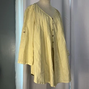 Catwalk Studio Blouse Womens S/M Linen Relaxed Back Buttons 3/4 Sleeve Tunic - Picture 1 of 9