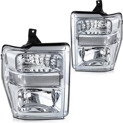 Pair Chrome Headlights For 2008-2010 Ford F-250 F-350 F-450 F-550 Super Duty - Image 1 of 4
