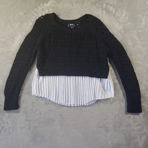 Maeve Anthropologie Sweater Knit Pleated Layered Women's Small Black White - Picture 1 of 7