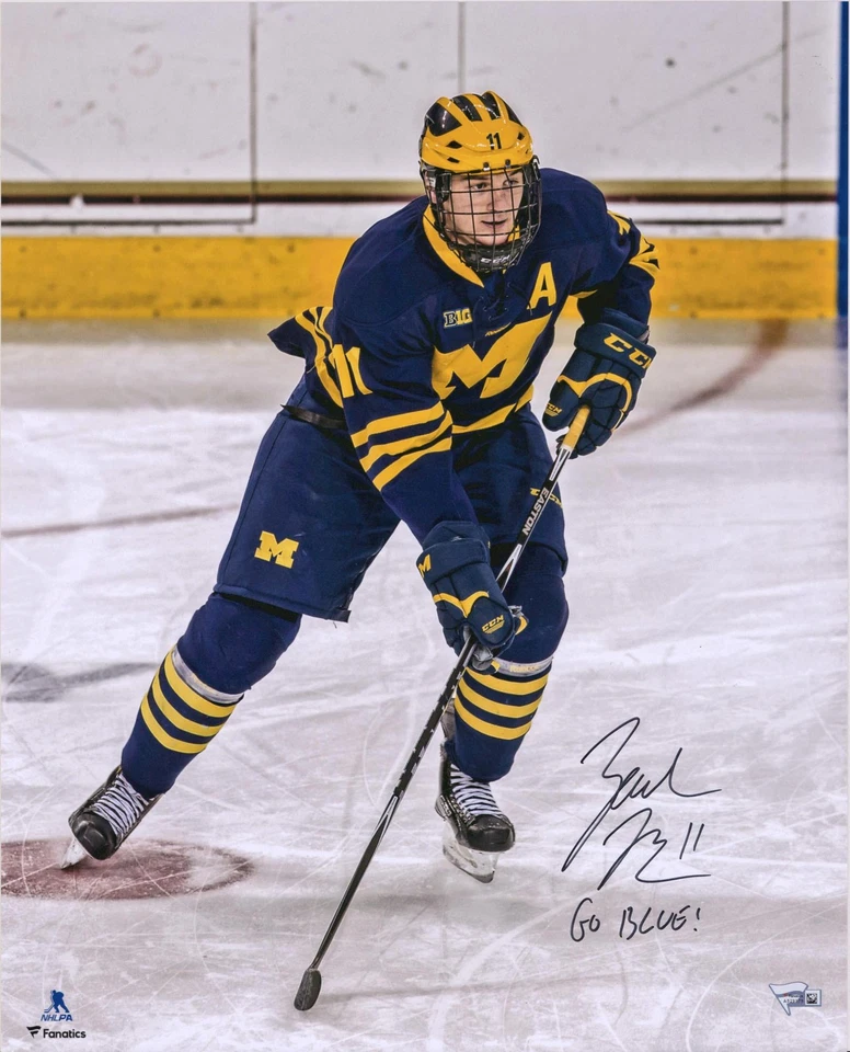 Zach Hyman Edmonton Oilers Signed 16x20 Michigan Wolverines Photo w/Go Blue Insc - Image 1 of 1