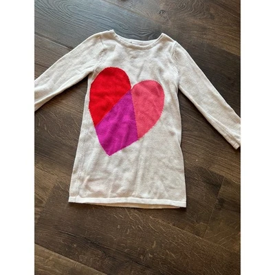 Gymboree Girls Sweater Dress Size 5 Long Sleeve Knit Heart Red Pink Purple - Image 1 of 4