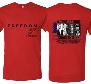 Charlie Kirk Shirt, True Patriot 1993-2025 Rip Memorial American Flag T-Shirt - Bild 1 von 3