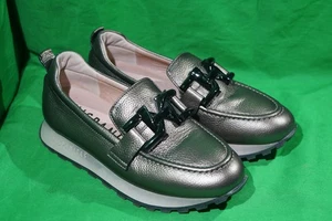 Hispanitas Shiny Silver Gold Womens Loafers EU 36 / US Womens 5.5 - Foto 1 di 10