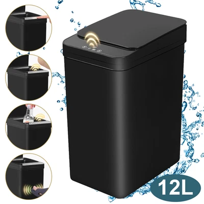 Mülleimer Automatik Sensor Abfalleimer mit Deckel Abfallbehälter 12L Papierkorb - Bild 1 von 4