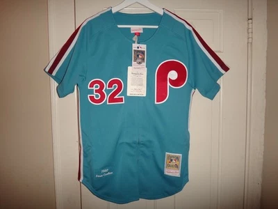 Camiseta deportiva para hombre Steve Carlton 1980 Mitchell & Ness Phillies auténtica $300 nueva con etiquetas Foto 1 de 4