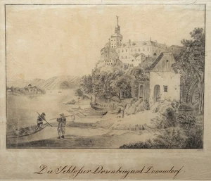 Donauufer mit Blick auf Schloss Persenbeug, 1852, Bleistift Unbekannt (19.Jhd) - Picture 1 of 5