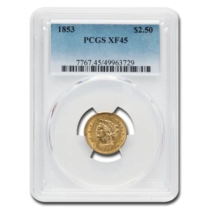 Cuarto de águila Liberty Gold 1853 $2,50 XF-45 PCGS - Imagen 1 de 3