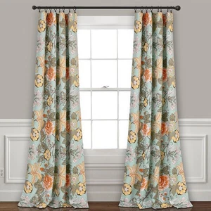 Sydney Light Filtering Window Curtain Panels, Pair, 52" W x 84" L, Blue & Gre... - Picture 1 of 7
