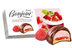 Caja de Regalo Dulces Ucranianos KONTI Postre "Bonjour" Fresas Crema 232g 8.18oz - Imagen 1 de 1