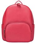 Smith and Canova Unisex Saffiano Leather Zip Around Backpack - Red