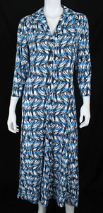 Vestido recto PRADA $2,550 azul y blanco a rayas negro estampado de plátano sarga 42 - Imagen 1 de 6