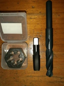 Tubo BSP NPT BSPT 1/8" 1/4" 3/8"" 1/2" RH HSS JUEGO DE TUERCAS Y GRIFO MANUAL + Juego de taladros - Imagen 1 de 7