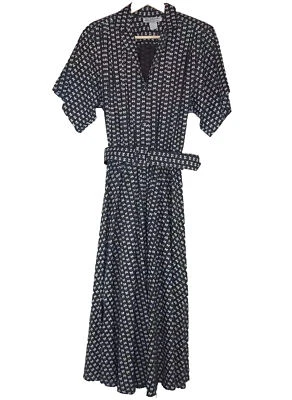 Винтажное женское платье Jodi Schwartz Bill Berman черно-белое размер 7 банты ремень - Изображение 1 из 4