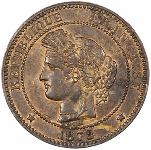 1872 A 10 Céntimos Francia Ceres ~ KM#815.1 París ~ Alto Grado + Lustre - Imagen 1 de 2