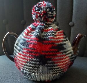 new hand knitted  multi colour pom pom Tea Cosy to fit 4 cup teapot 