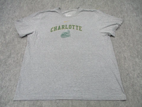 Nike Charlotte 49ers Shirt Mens 2XL XXL Gray Green Short Sleeve Tee Basketball Cover