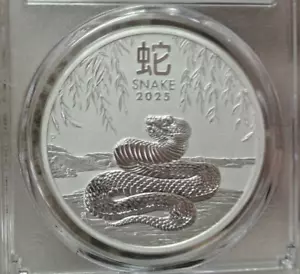 2025 P Australia $1 1oz Silver Year of the Snake PCGS MS70 ULTRA LABEL - Picture 1 of 8