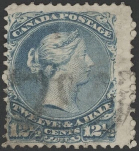 Canada #28b 12 1/2c Blue Large Queen Victoria, VG - Picture 1 of 2
