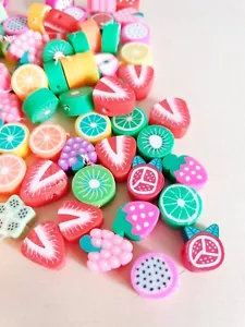 10 x Bunte Perlen zum Basteln Schmuckherstellung ♥ Früchte Obst Polymer Beads - Bild 1 von 1